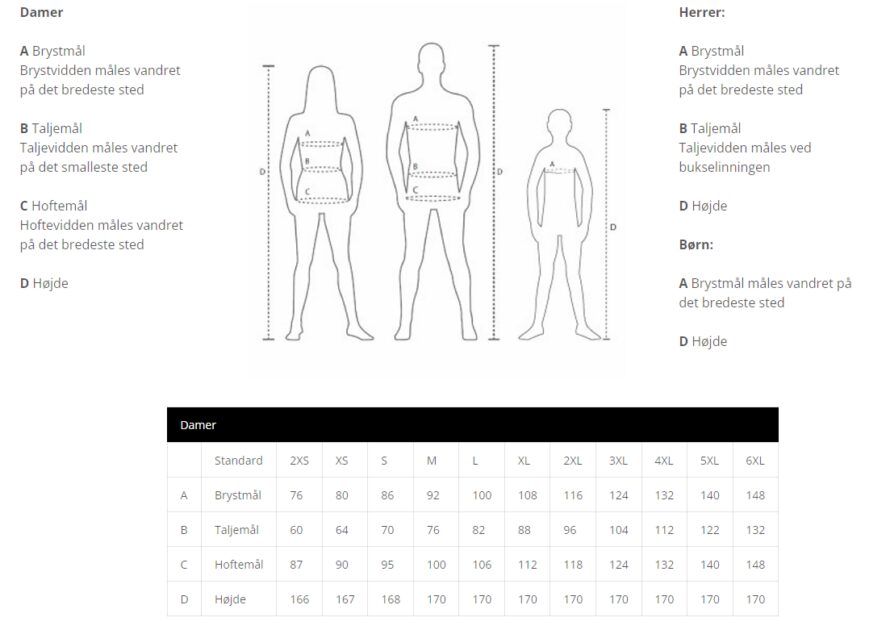 ID tøj størrelses guide